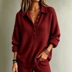 Brigid - Women's Collared Oversized Knit Sweater 3