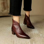 Bronte - Women’s Pointed Toe Block Heel Ankle Boots 1