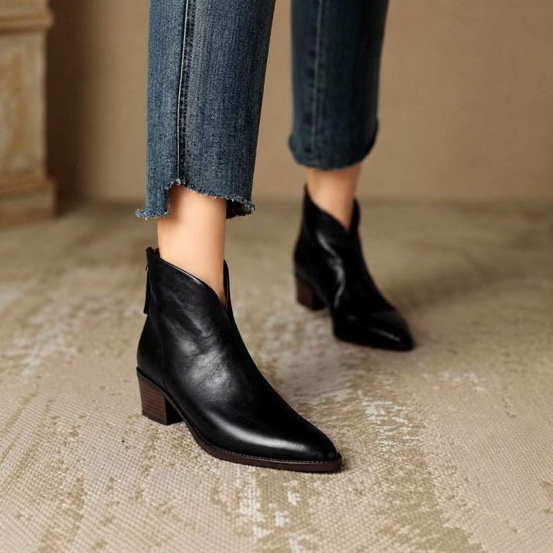 Bronte - Women’s Pointed Toe Block Heel Ankle Boots 2