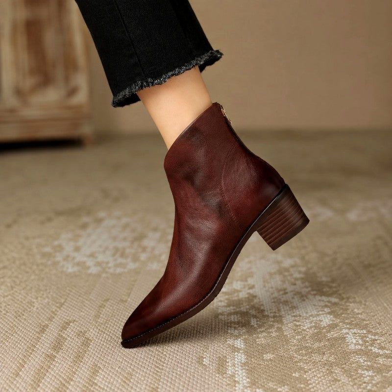 Bronte - Women’s Pointed Toe Block Heel Ankle Boots 5