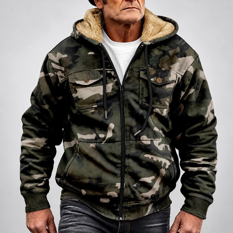 Cael - Men's Camouflage Fleece-Lined Hooded Jacket 1