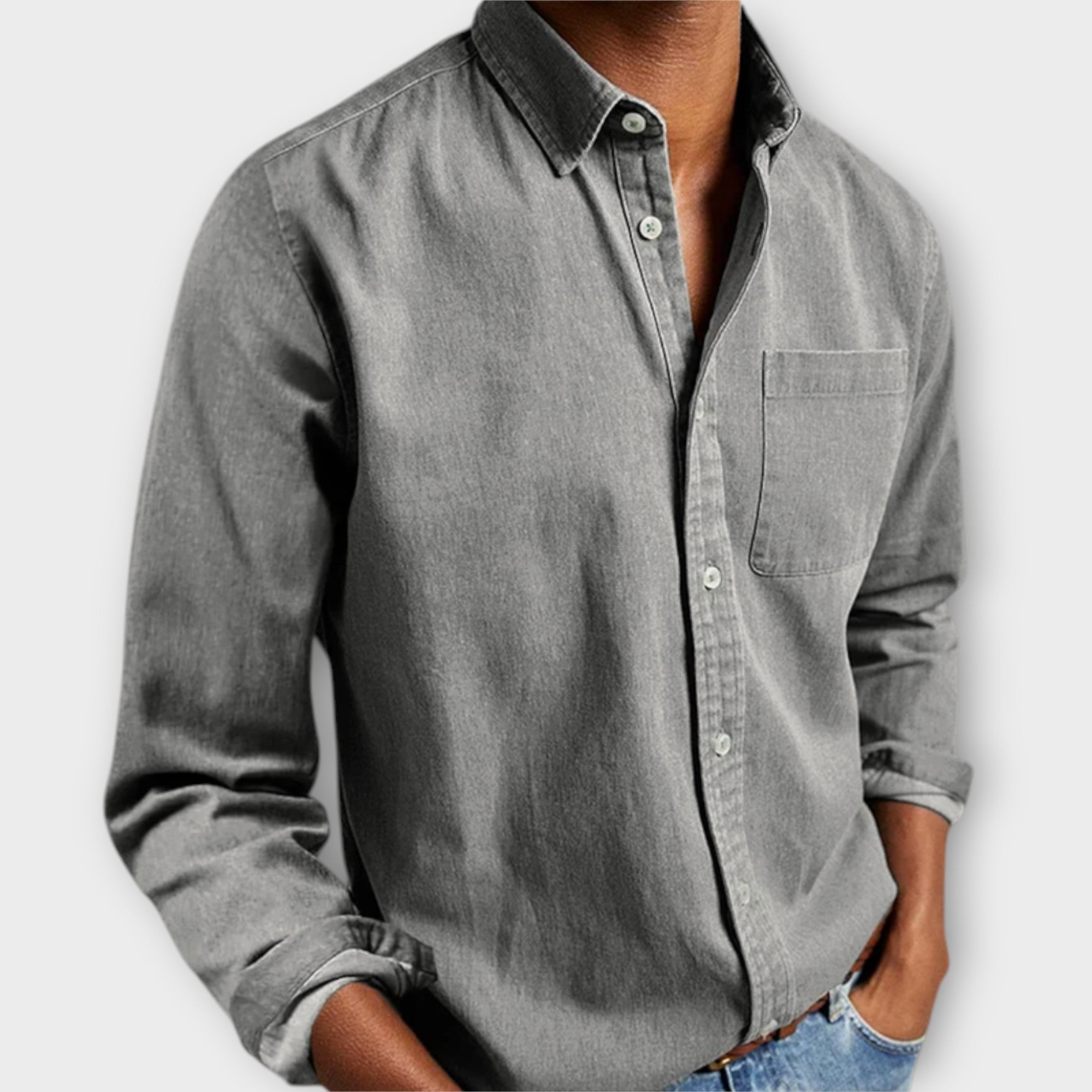 Calvin - Men's Classic Denim Button-Down Shirt