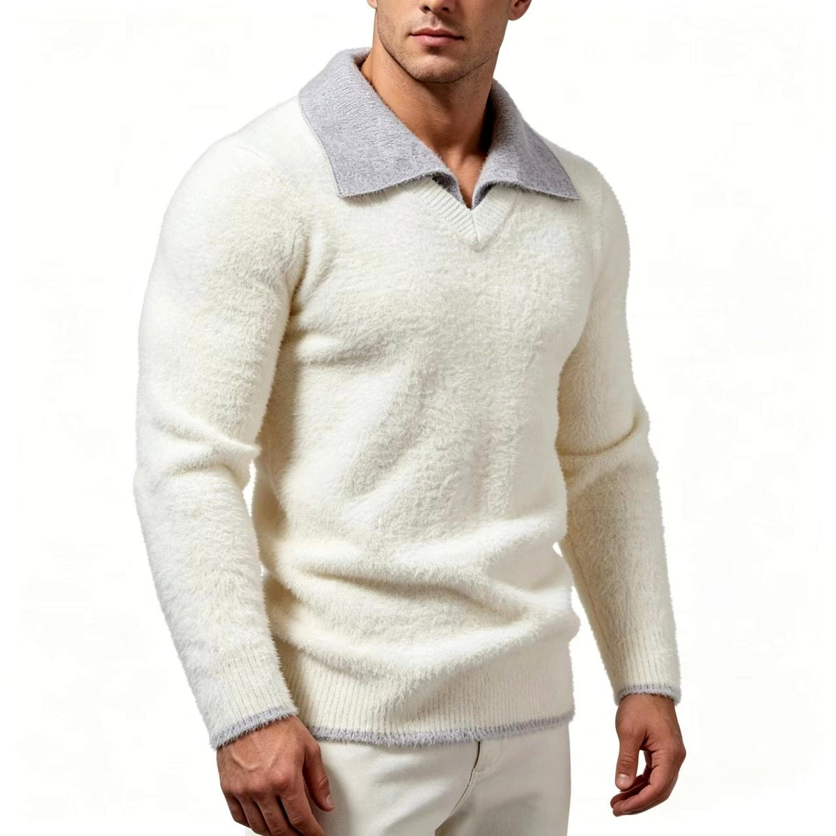 Calvin - Men's Long Sleeve Polo Knit Sweater 2