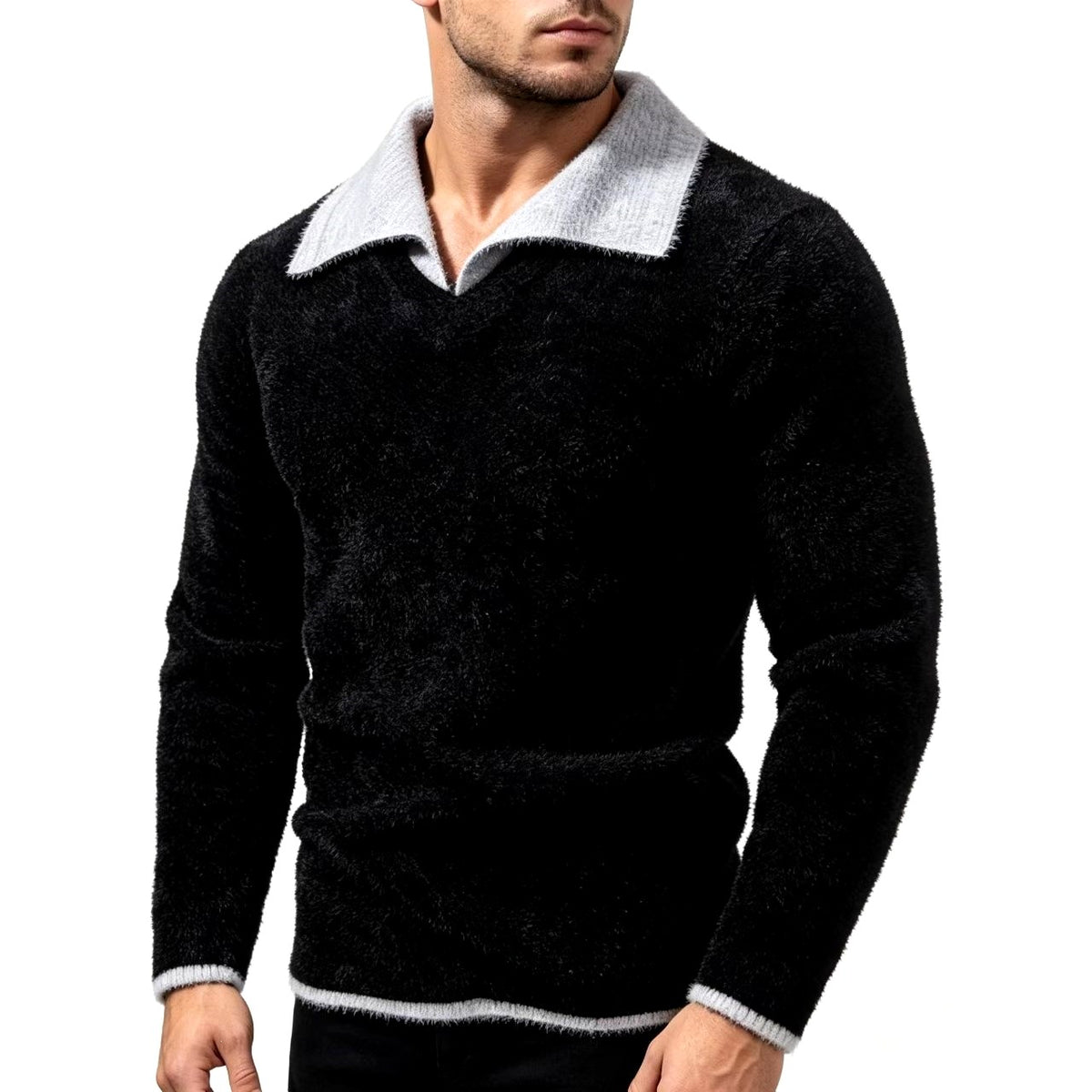 Calvin - Men's Long Sleeve Polo Knit Sweater 4