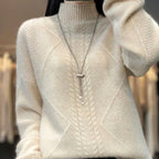 Caprice - Women's Cashmere Mock Neck Cable Sweater 2