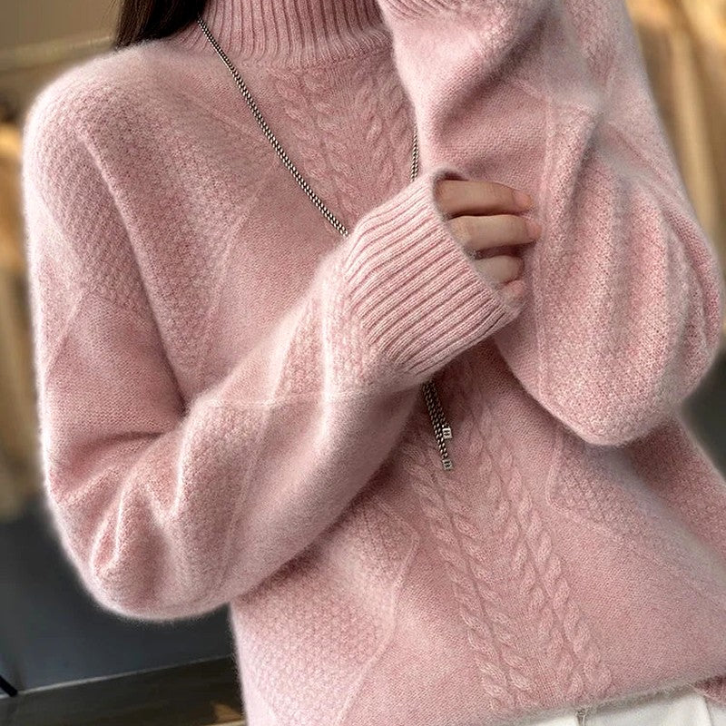 Caprice - Women's Cashmere Mock Neck Cable Sweater 3