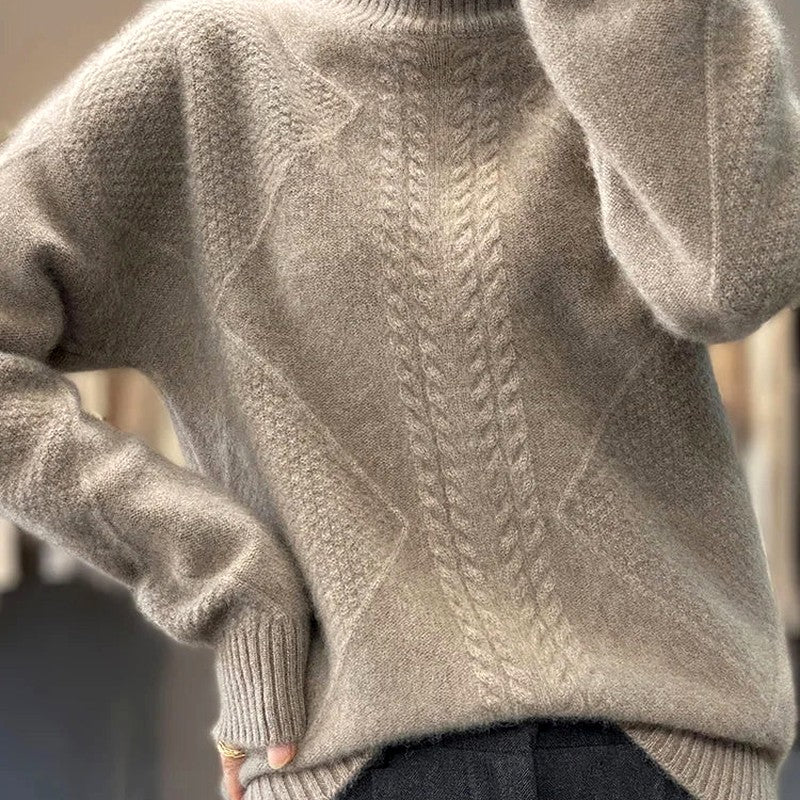 Caprice - Women's Cashmere Mock Neck Cable Sweater 4