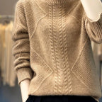 Caprice - Women's Cashmere Mock Neck Cable Sweater 5