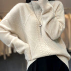 Caprice - Women's Cashmere Mock Neck Cable Sweater 6