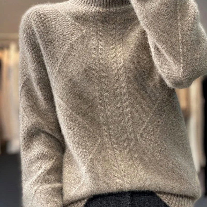 Caprice - Women's Cashmere Mock Neck Cable Sweater 8