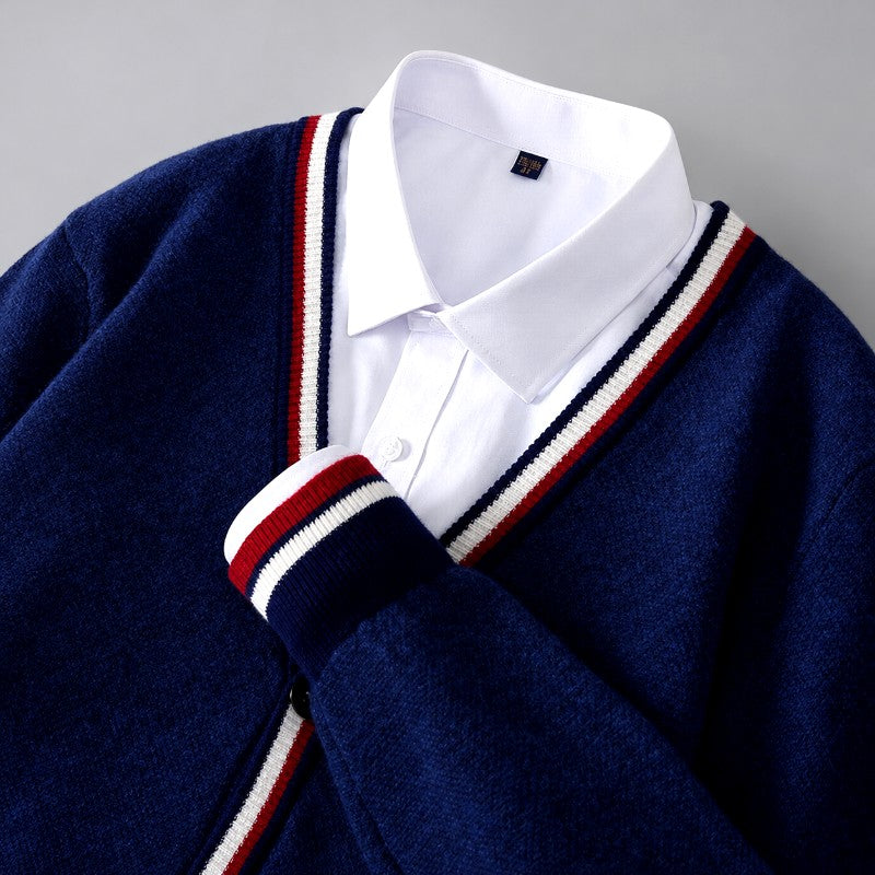 Carlito - Men's Striped V-Neck Button-Front Cardigan 3