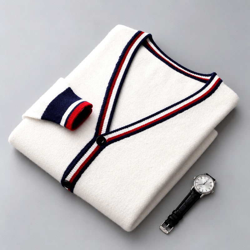 Carlito - Men's Striped V-Neck Button-Front Cardigan 5