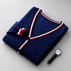 Carlito - Men's Striped V-Neck Button-Front Cardigan 6