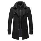 Cassian - Men's Wool-Blend Overcoat with Removable Knit Collar