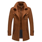 Cassian - Men's Wool-Blend Overcoat with Removable Knit Collar