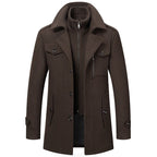 Cassian - Men's Wool-Blend Overcoat with Removable Knit Collar