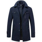 Cassian - Men's Wool-Blend Overcoat with Removable Knit Collar