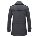 Cassian - Men's Wool-Blend Overcoat with Removable Knit Collar