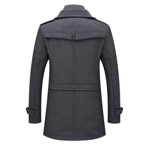 Cassian - Men's Wool-Blend Overcoat with Removable Knit Collar