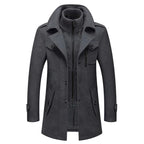 Cassian - Men's Wool-Blend Overcoat with Removable Knit Collar