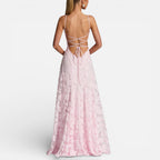 Celeste - Women's Lace Spaghetti-Strap Evening Gown