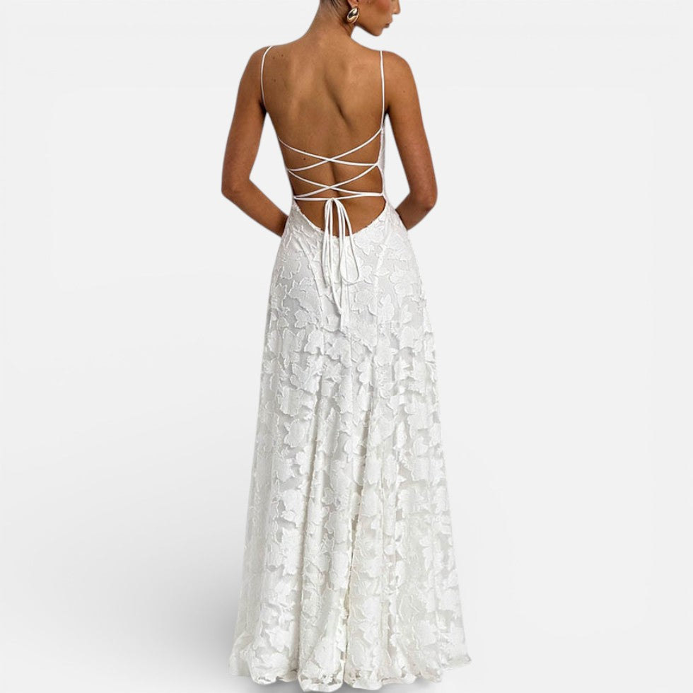 Celeste - Women's Lace Spaghetti-Strap Evening Gown