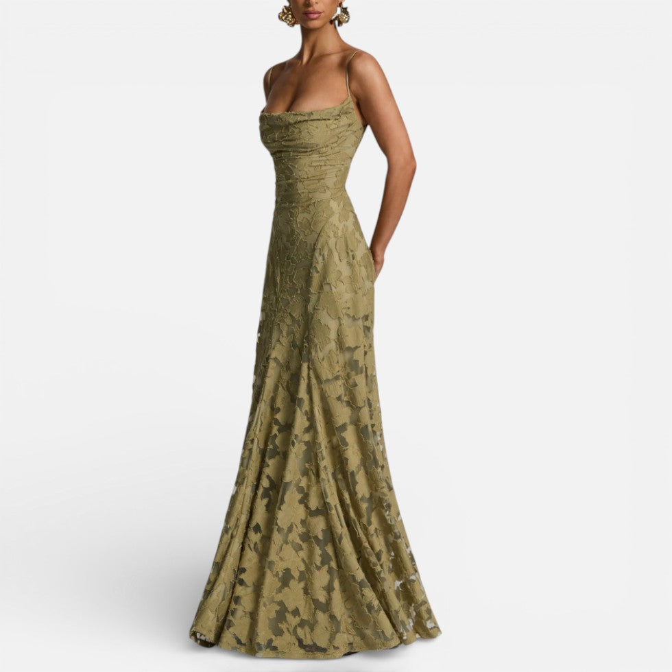 Celeste - Women's Lace Spaghetti-Strap Evening Gown