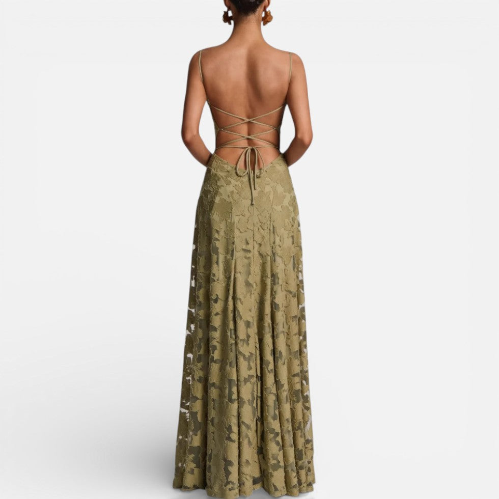 Celeste - Women's Lace Spaghetti-Strap Evening Gown