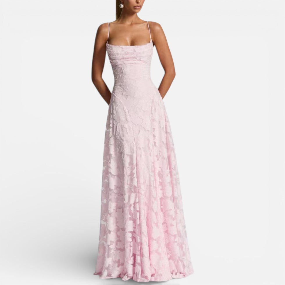Celeste - Women's Lace Spaghetti-Strap Evening Gown