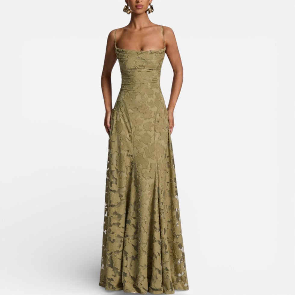 Celeste - Women's Lace Spaghetti-Strap Evening Gown
