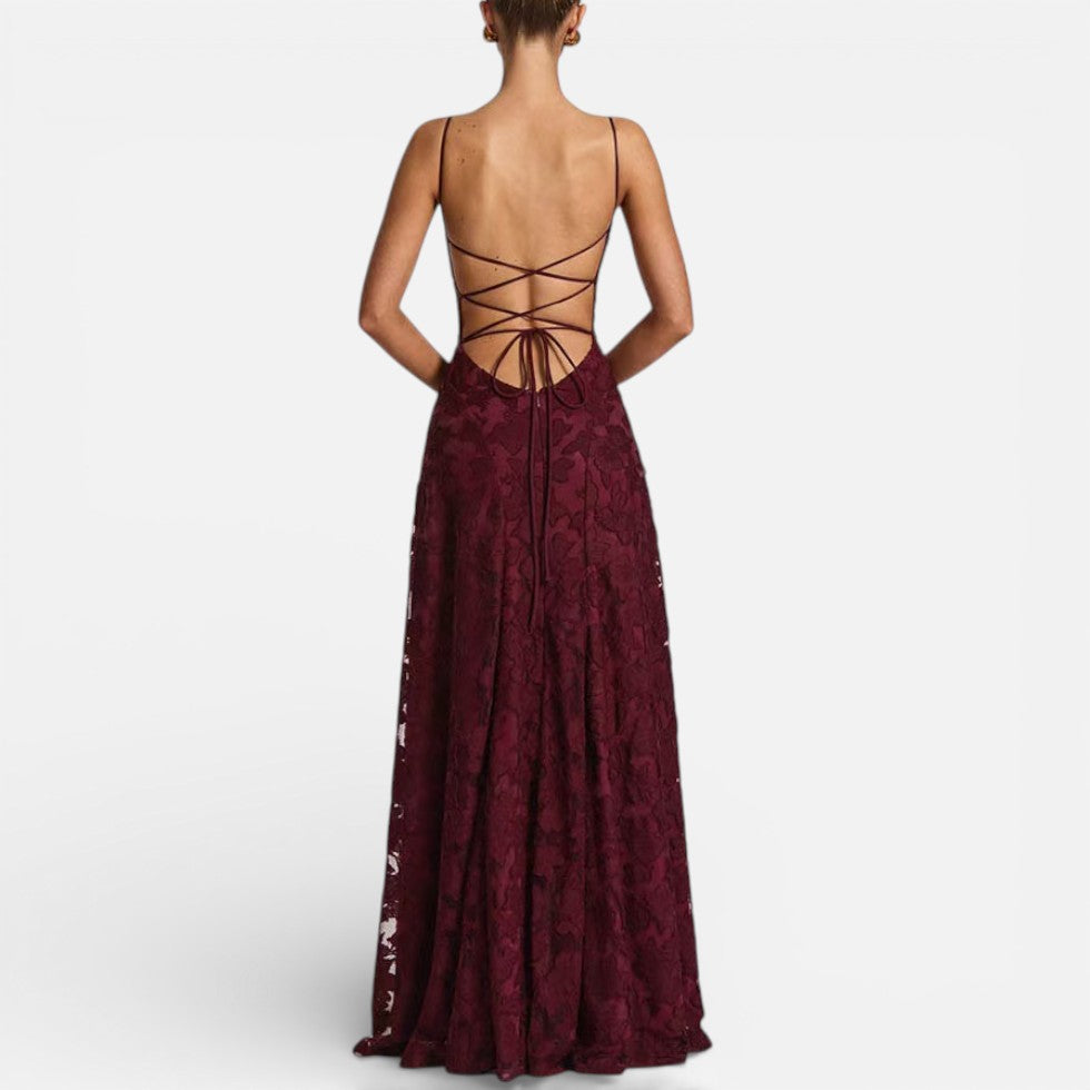 Celeste - Women's Lace Spaghetti-Strap Evening Gown