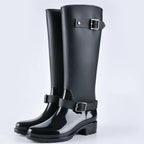 Celeste - Women's Waterproof Tall Rain Boots with Buckle Details