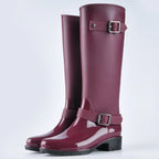 Celeste - Women's Waterproof Tall Rain Boots with Buckle Details