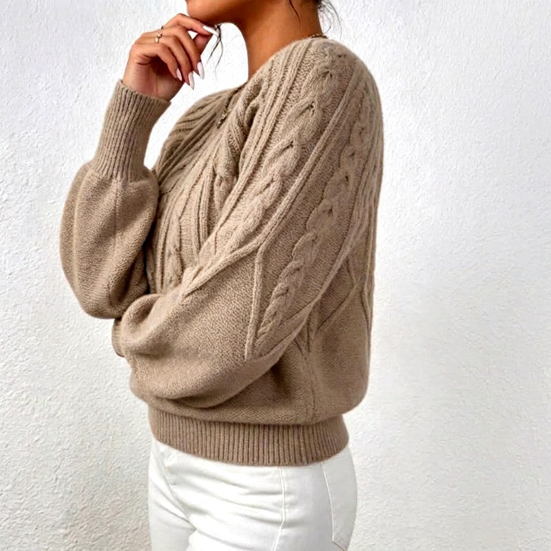 Celestine - Women's Textured Cable Knit Pullover Sweater 13