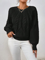 Celestine - Women's Textured Cable Knit Pullover Sweater 1