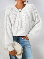 Celestine - Women's Textured Cable Knit Pullover Sweater 3