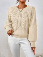 Celestine - Women's Textured Cable Knit Pullover Sweater 4