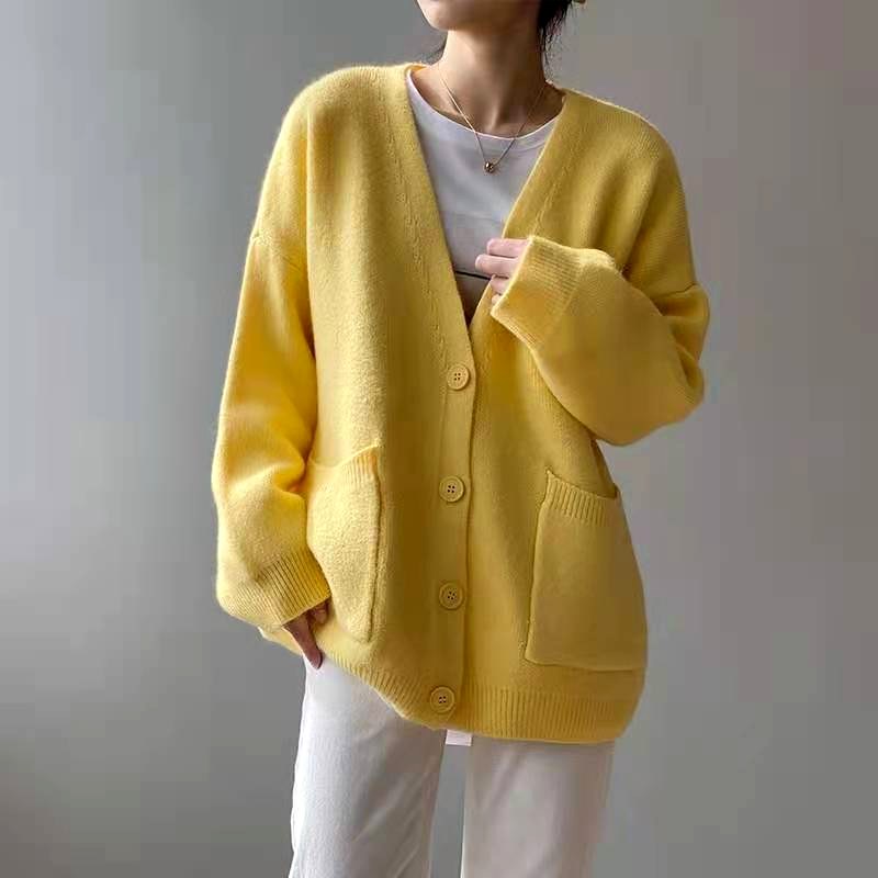 Charlize - Women's Chunky Knit Cardigan with Patch Pockets 2