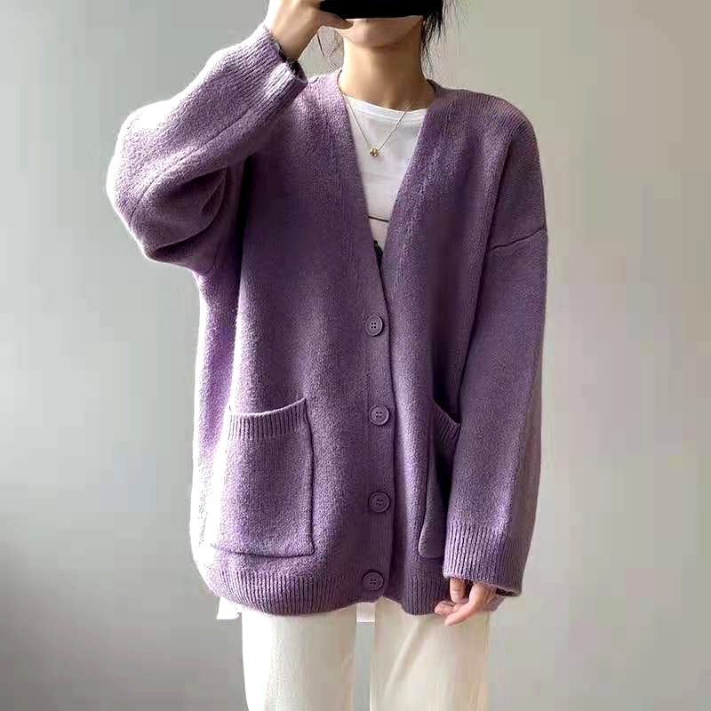 Charlize - Women's Chunky Knit Cardigan with Patch Pockets 4