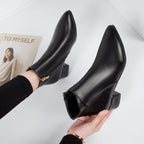Charlotte - Women's Pointed-Toe Leather Ankle Boots