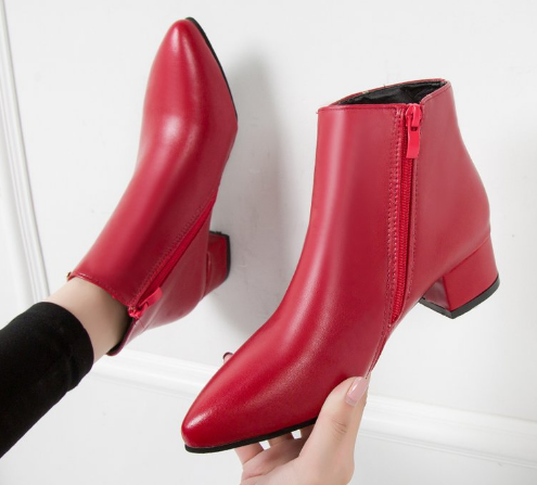Charlotte - Women's Pointed-Toe Leather Ankle Boots