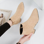 Charlotte - Women's Pointed-Toe Leather Ankle Boots