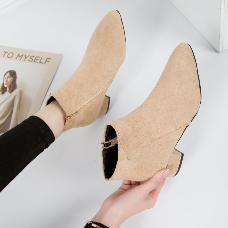 Charlotte - Women's Pointed-Toe Leather Ankle Boots