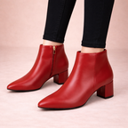 Charlotte - Women's Pointed-Toe Leather Ankle Boots