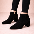 Charlotte - Women's Pointed-Toe Leather Ankle Boots