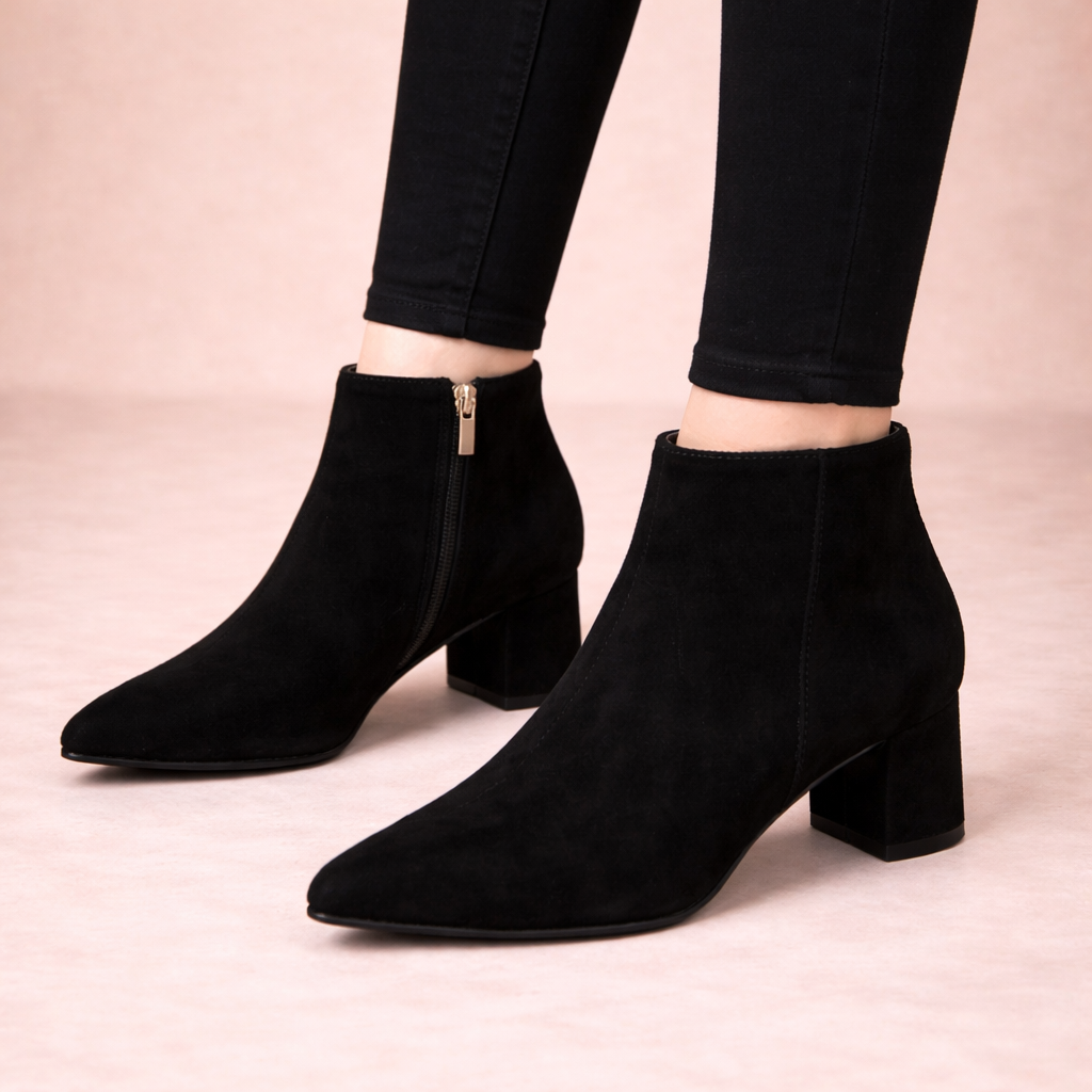 Charlotte - Women's Pointed-Toe Leather Ankle Boots