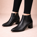 Charlotte - Women's Pointed-Toe Leather Ankle Boots