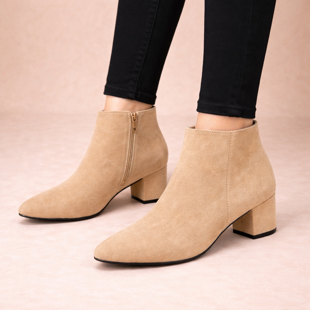 Charlotte - Women's Pointed-Toe Leather Ankle Boots