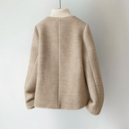 Chloe - Women's Quilted-Texture Cardigan with Collarless Design