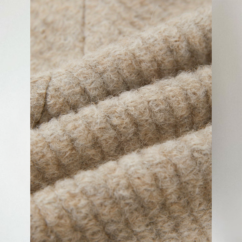 Chloe - Women's Quilted-Texture Cardigan with Collarless Design